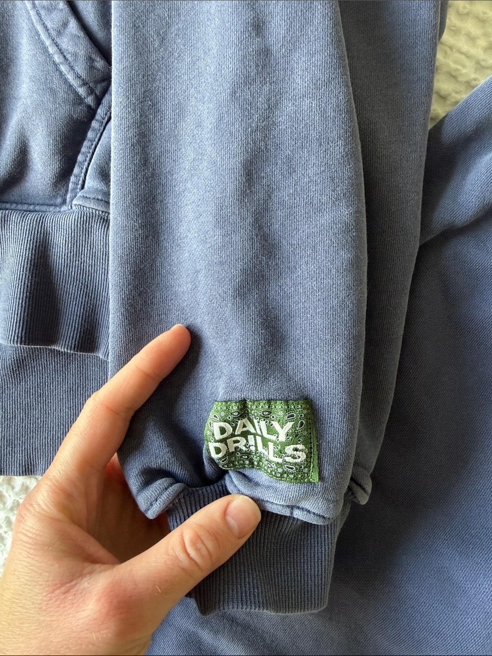 Daily Drills Oversized Hoodie and Joggers- Sunbleached Navy with Bandana Patch - Picture 4 of 8